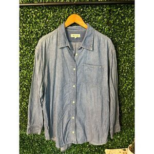 Madewell Denim Shirt Jean Button Up Pockets Long Sleeve Blue Women's Size Large